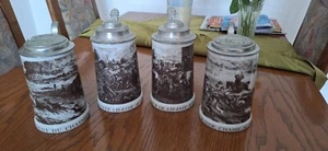 Konvolut von vier Zierkrügen mit Zinndeckel - Bild 1 von 2