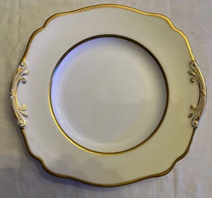 Vintage Wedgwood Bone China W4160 Teller Goldrand Elfenbein & Weiß 10” x 9-3/8” selten - Bild 1 von 4