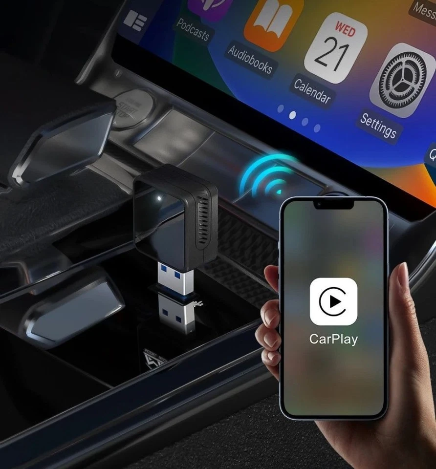 Wireless für Apple CarPlay ohne Kabel Adapter USB BT Dongle Box WiredKabelersatz - Bild 1 von 2