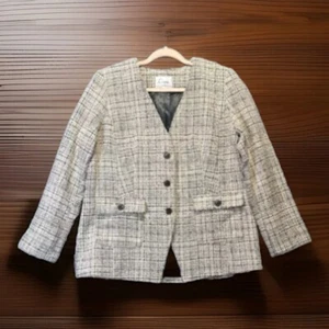 Vtg Linea by Louis Dell'Olio Blazer Womens 14 Grey Coat Quiet Luxury Wool Blend - Picture 1 of 13