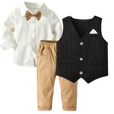 Boys' Long Sleeve Shirt Vest Trousers Children's Gentleman Bow Tie Suit