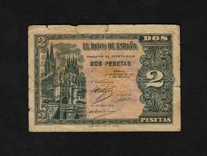 F.C. 2 PESETAS OCTUBRE 1937 , SERIE B , B/C , SUCIO . - Picture 1 of 2