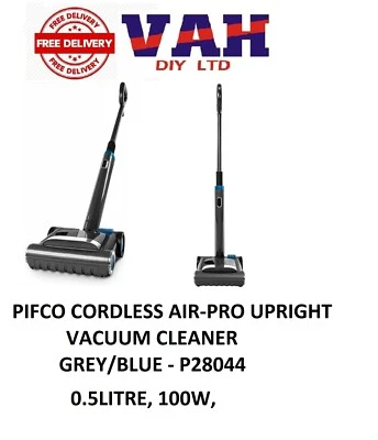 Pifco Cordless Air-Pro Upright Vacuum Cleaner 0.5Litre, 100W, Grey/Blue - P28044 - Image 1 of 4