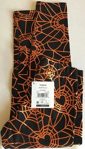 Girls XS 4-5, S 6-6X, or XXL 18 Orange Heart Spider Webs on Black Leggings - Picture 1 of 9