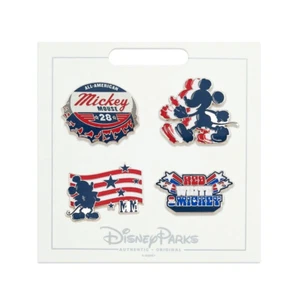 Disney Parks Silber Rot Weiß Blau All American Classic Patriotic Mickey Pin Set - Bild 1 von 2