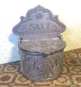 Große Puppenküche alte Salz Metze Zinn mit Gravur Vorratsbehälter Kaufladen - Bild 1 von 10