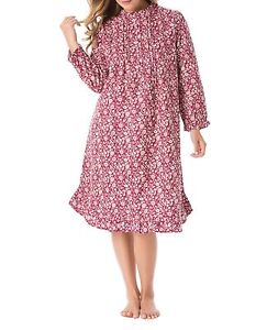 Plus Size Deep Iris Floral Cotton Flannel Print Short Nightgown Size 2X(26/28)