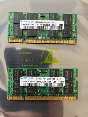 SAMSUNG PC2-5300S (2GB KIT) 2X1GB SODIMM LAPTOP MEMORY MODULES - Image 1 of 2