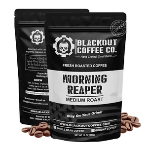 Blackout Coffee Morning Reaper Medium Roast - Aromatic, Bold, Strong & Super Smo - Picture 1 of 12