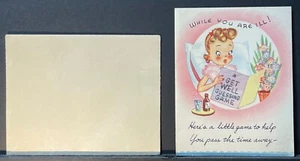 1940s Unused Guessing Game Get Well Card w Envelope - Picture 1 of 3