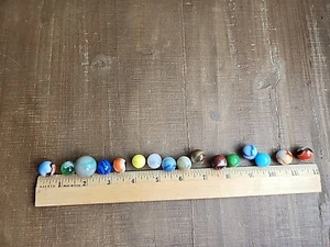 Vintage Marbles Various Sizes Colors Solid Mixed Lot Of 16 - Picture 1 of 13