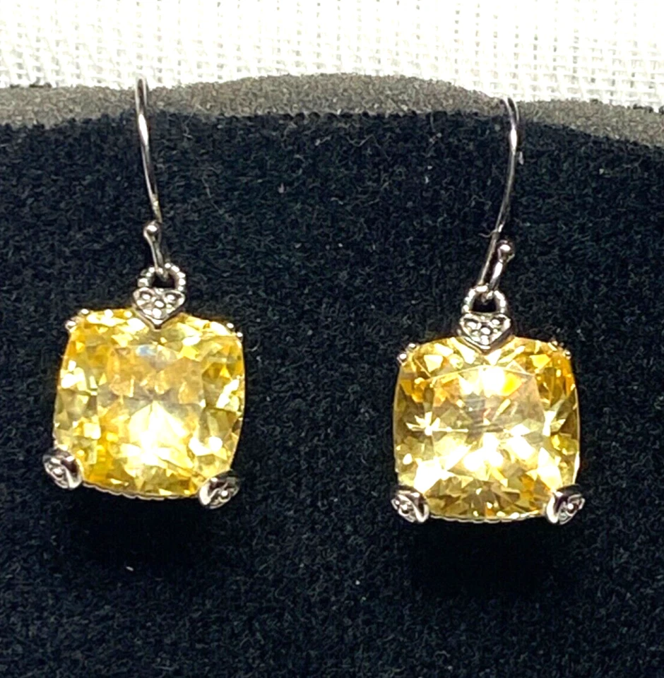 Lindos brincos pendurados de prata esterlina com cristal canário amarelo Judith Ripka - Imagem 1 de 4
