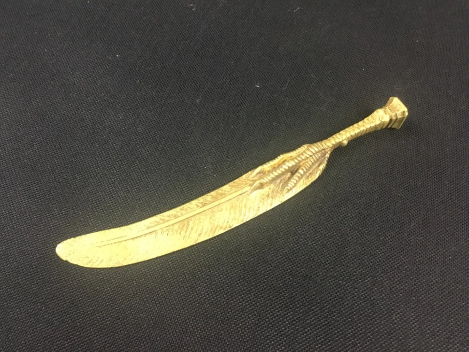 Coupe-papier formant cachet en bronze doré? Laiton ? serre d'aigle plume - Photo 1/4