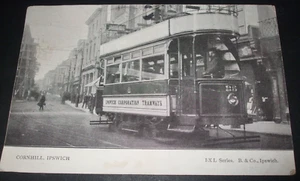 1903 Echtfoto Stil Postkarte CORNHILL IPSWICH TRAM BUS CORPORATION TRAMWAYS - Bild 1 von 1