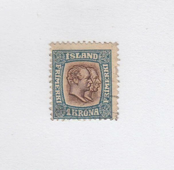 ICELAND (MK5714) # 83 F-USED 1k  KINGS CHRISTIAN IX & FREDERIK VIII /BLUE CV $78 - Image 1 of 1