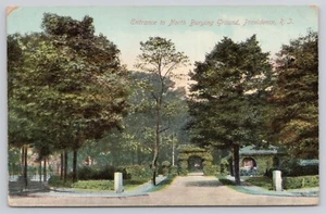 Providence RI North Burying Ground Entrance Historic Cemetery Graveyard Postcard - Picture 1 of 2