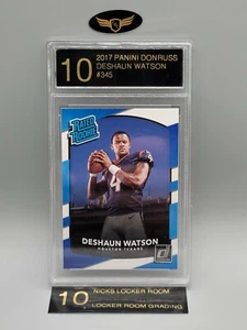 2017 Panini Donruss Texans DESHAUN WATSON #345 rookie RC graded mint card LRG 10 - Picture 1 of 2
