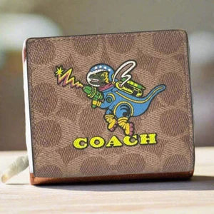 Coach Rexy Cosmic Snap ID Wallet Tan Signature Canvas Coin CW463 ORGPKG - Picture 1 of 11