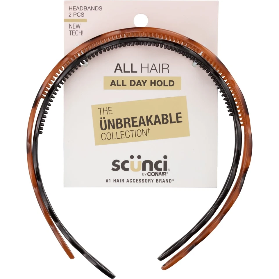 Scunci Unbreakable All Day Hold Headband, Black/Brown, 2-Count - Imagem 1 de 1