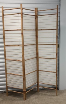 6 ft. Tall Burnt Bamboo with Rice Paper Shoji Privacy Screen Room Divider - Image 1 of 3