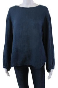 Velvet Womens Cotton Long Sleeve Round Neck Casual Top Blue Size M - Picture 1 of 6