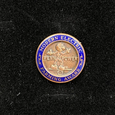 RARE Vtg Reddy Kilowatt Penn Power Modern Electric Farming Award Pin - Image 1 of 4
