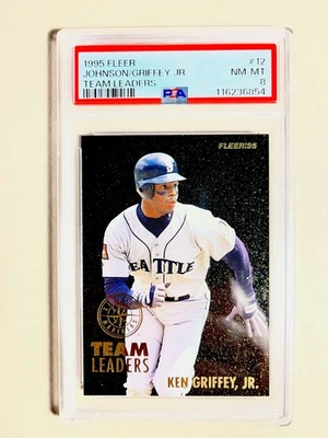 KEN GRIFFEY JR. /РЭНДИ ДЖОНСОН 1995 FLEER КОМАНДЫ ЛИДЕРОВ PSA 8!!️MVP🏆🏆 - Изображение 1 из 2