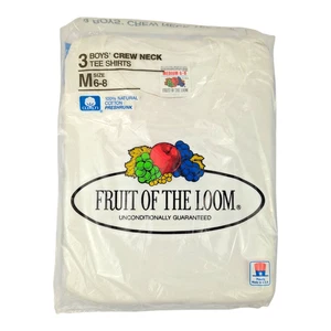 T-shirt vintage Fruit of the Loom ragazzo confezione da 3 taglia Medium 6-8 NOS sigillate USA - Foto 1 di 2
