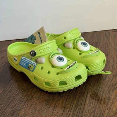Zuecos Crocs Monsters Inc Mike Wazowski jóvenes niños grandes talla J3 Disney Pixar NUEVO Foto 1 de 4