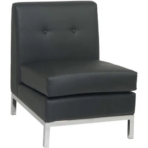 Wall Street Faux Leather Armless Chair - Picture 1 of 18