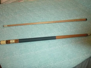 Vintage 2 Piece Wood Pool Cue Stick w/ Playing Cards Dice Stamp - Bild 1 von 10
