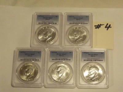1971-S,1972-S,1973-S,1974-S,1976-S Eisenhower Silver Dollars (5 coins) PCGS MS67 - Image 1 of 4