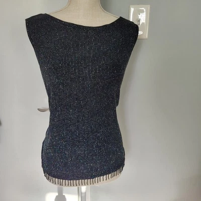 Ronni Nicole 女式闪光黑色上衣 L 码短袖 — 第 1/4 张图片