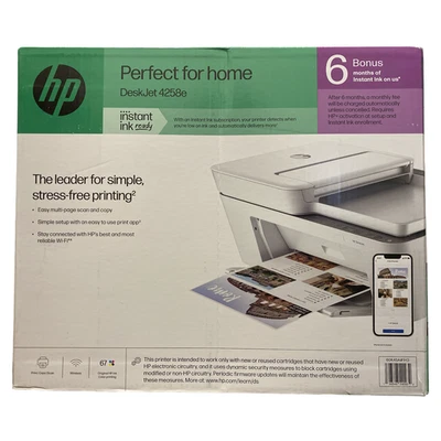 HP DeskJet 4258e Wireless All-in-One Inkjet Printer, 60K45A - Image 1 of 3