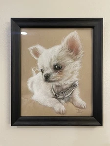 Cute Chihuahua Puppy Dog Portrait Art Original Drawing - Picture 1 of 4