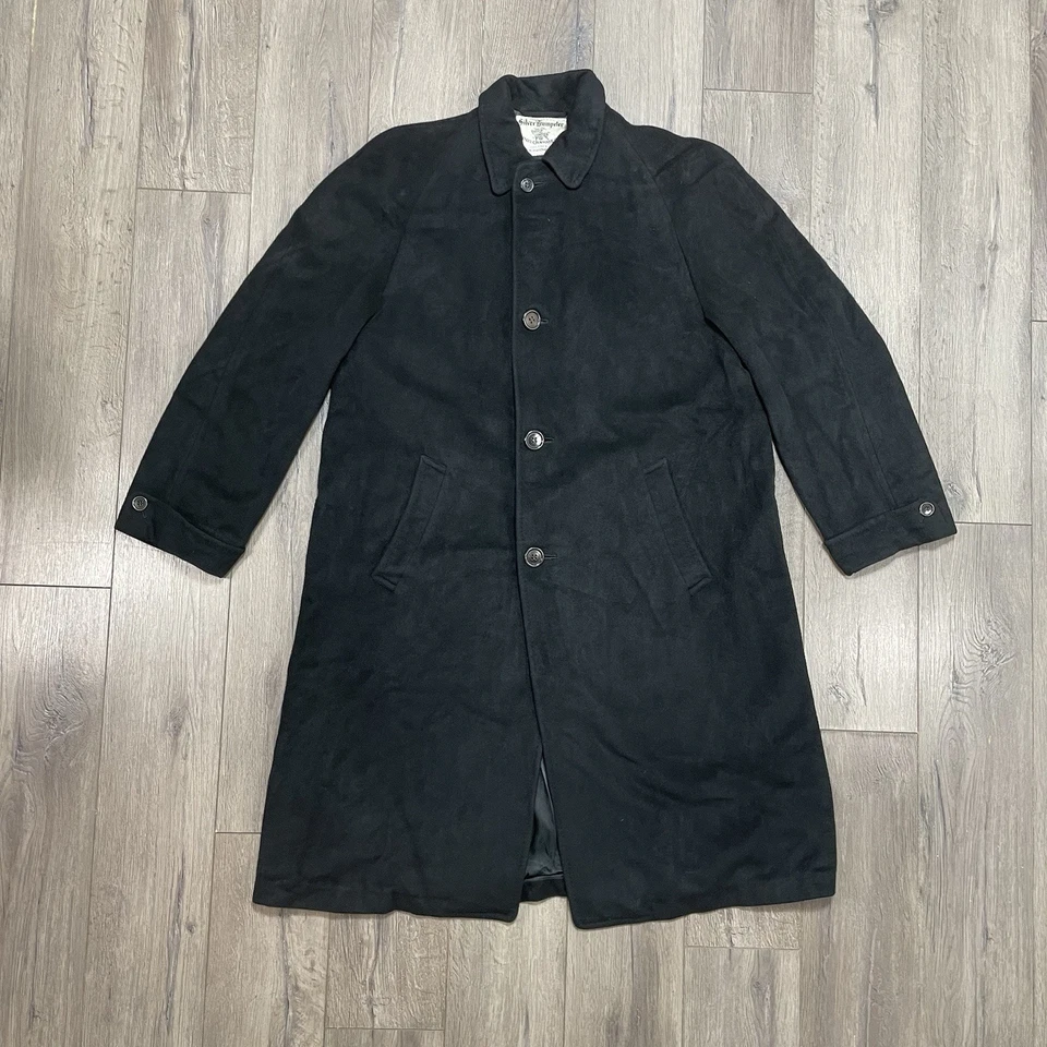 Abrigo trompetista Hart Schaffner Marx negro 100 % cachemir plateado para hombre talla XL Foto 1 de 4