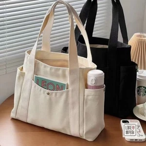 Lightweight Lunch Box Bag Canvas Shoulder Cloth Bag Popular Book Bag Women's - Picture 1 of 14