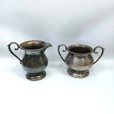 Antique Late 1800s Sheffield Silver Co Silver Plate Sugar Creamer Set 60x EPC - Image 1 of 4
