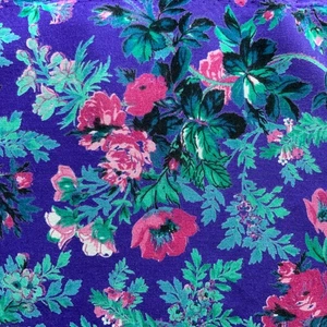 Vtg Fabric Rayon Challis Floral Print Purple Pink Slinky Draping 4 1/3 yd x 60 - Picture 1 of 8