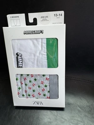 ZARA Mojang MINECRAFT Boys Boxer Briefs 2 Pack - Size 13-14 New in box - Image 1 of 4