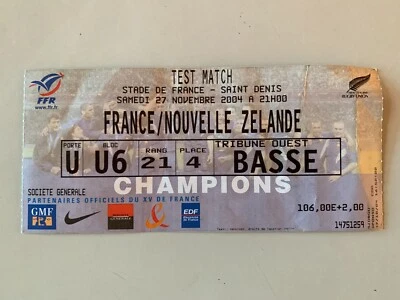 TICKET MATCH RUGBY FRANCE NOUVELLE ZELANDE 27 NOVEMBRE 2004 - Photo 1/2