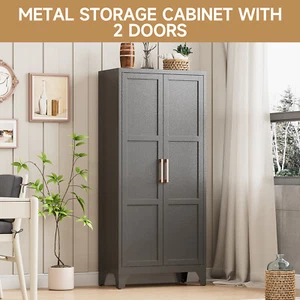 Metal Storage Cabinet, Garage, Pantry, & Kitchen Organizer,3 Adjustable Shelves - Picture 1 of 12