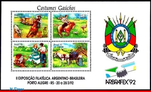 2358b BRAZIL 1992 PHILATELIC EXHIBITION, HORSE, COW, DANCE, MI# B-90, MNH - Picture 1 of 2