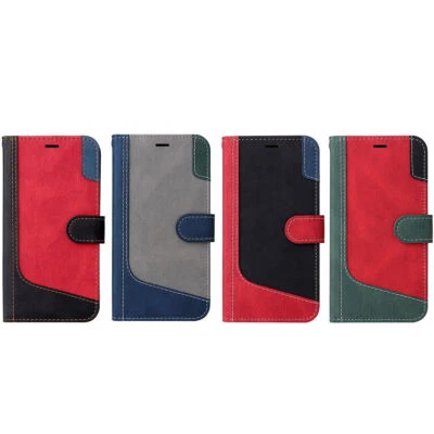 Splice Leather Wallet Phone Case For Samsung S20 S21 S22 S23 Note 20 A54 5G - Image 1 of 4