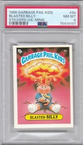1986 pegatina Garbage Pail Kids GPK Reino Unido Minis Blasted Billy #2b PSA 8 (9197) - Imagen 1 de 2