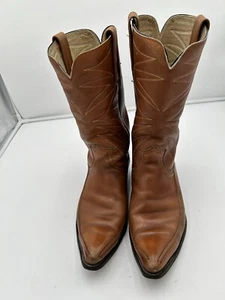 Vintage Black Label Frye Boots 1970s Men’s Size 11 Leather Brown Cowboy Western - Picture 1 of 19
