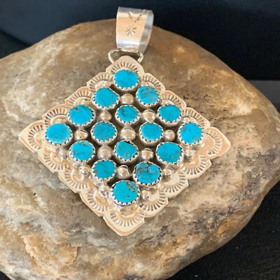 Colgante con racimo de plata esterlina navajo turquesa azul 2,5" 02097 Foto 1 de 4