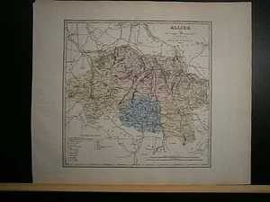 Grande carte 44 cm X 36 cm couleur 1878: France Allier - Picture 1 of 3
