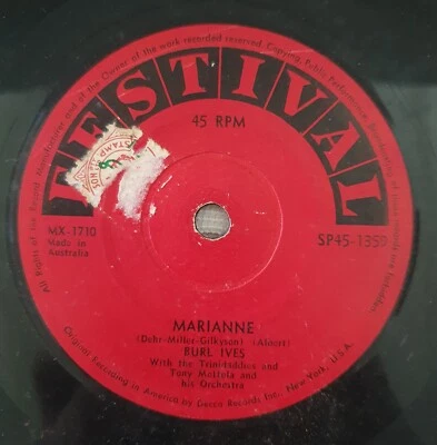 Burl Ives "Festival" 45rpm single - Marianne / Pretty Girl - Image 1 of 2