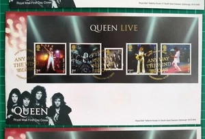 2020 QUEEN LIVE Miniature Sheet FDC Knebworth PL FDI Postmark - Picture 1 of 2